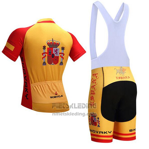 2017 Fietskleding Spanje Rood en Geel Korte Mouwen en Koersbroek